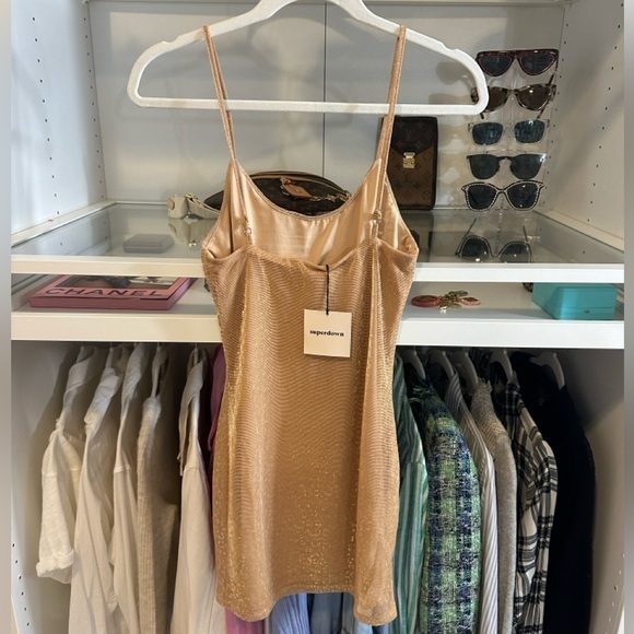 Superdown CLEO TWO PIECE DRESS IN NUDE METALLIC XS NWT revolve shimmer leopard - Picture 6 of 10